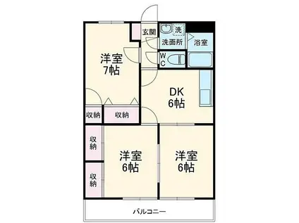 ＪＲ高崎線 籠原駅 徒歩8分 3階建 築29年(3DK/1階)の間取り写真