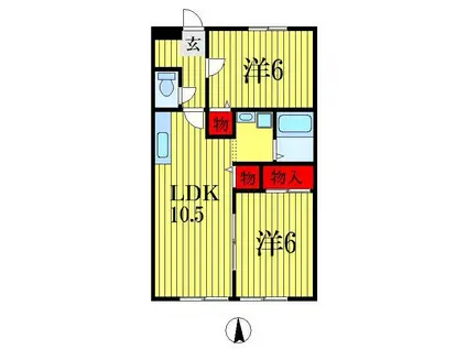 COZY・HOUSE・SOGA(2LDK/2階)の間取り写真
