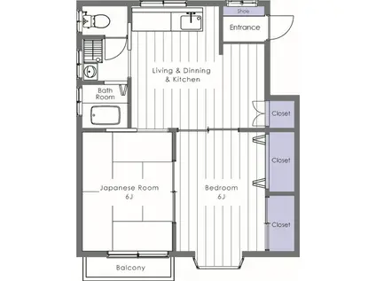 セゾン松原 A棟(2LDK/2階)の間取り写真
