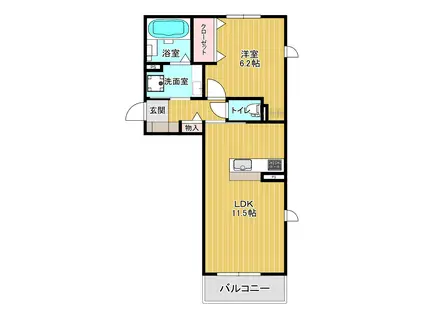 トリシア西原I(1LDK/2階)の間取り写真