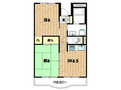 ヴィラアシェンダ(2DK/2階)の間取り写真