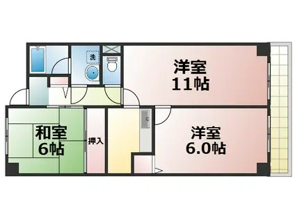 メゾンパルフェ―ト(2LDK/5階)の間取り写真