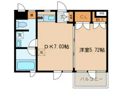 アドレー渋谷本町アネックス(1DK/3階)の間取り写真