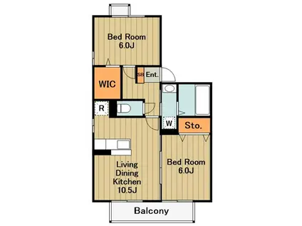 フローラ2(2LDK/2階)の間取り写真