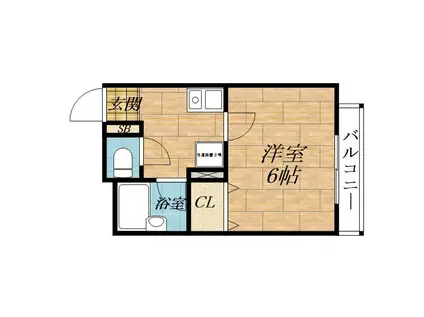 エスパシオ・コモド(1K/2階)の間取り写真