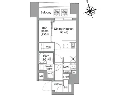 コンフォリア・リヴ八丁堀(1DK/8階)の間取り写真