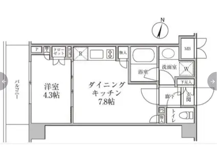 レジディア神楽坂II(1LDK/2階)の間取り写真