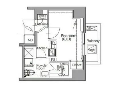 プレセダンヒルズ北千住II(1K/4階)の間取り写真