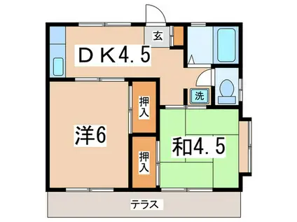 野川ハイツ(2DK/1階)の間取り写真