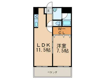 童子丸第10晴和ビル(1LDK/4階)の間取り写真