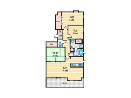 レールシティ高槻ビゴレ(3LDK/2階)の間取り写真