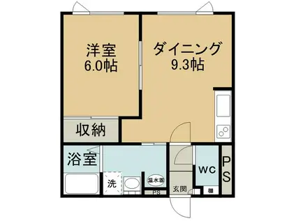 グローイングハイムD(1DK/1階)の間取り写真