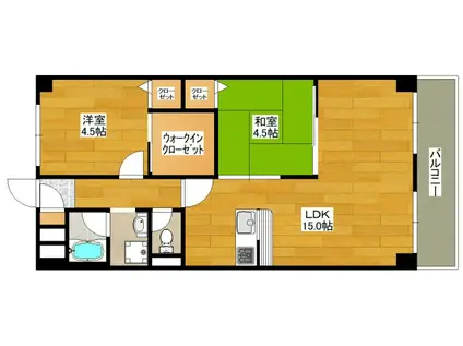 北大阪ハイツ(2LDK/1階)の間取り写真