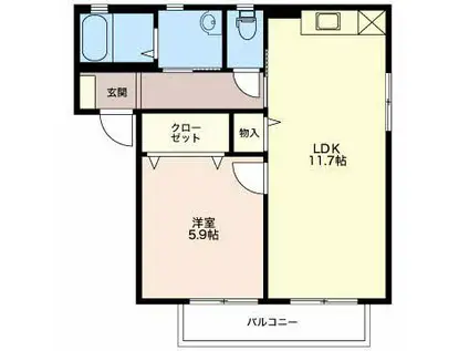 サニーヒル桔梗(1LDK/2階)の間取り写真