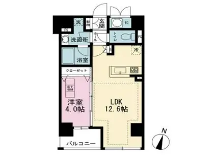 ルジェンテ・リベル日本橋濱町(1LDK/6階)の間取り写真