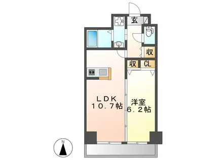 プランドールナカムラ(1LDK/15階)の間取り写真