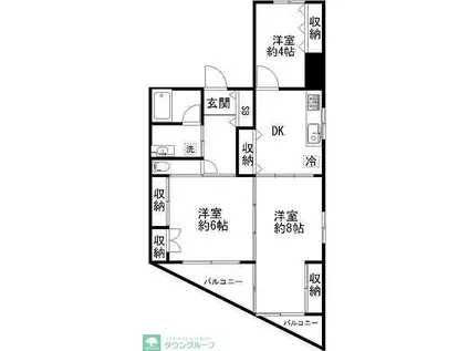 庚申ビル(3DK/2階)の間取り写真