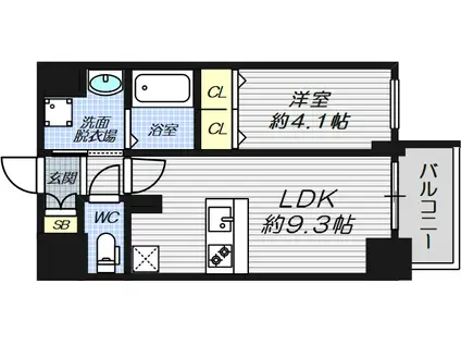 ソルテラスOSAKA塚本(1LDK/7階)の間取り写真