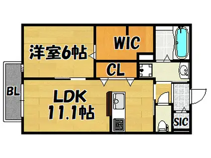 ユニグレイス(1LDK/1階)の間取り写真
