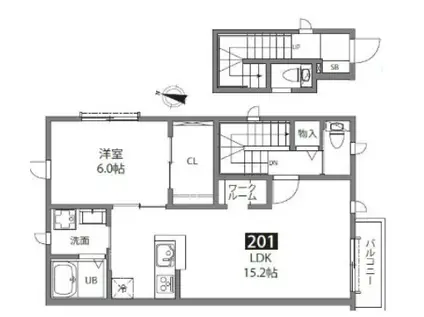 西武新宿線 上井草駅 徒歩4分 2階建 築4年(1LDK/2階)の間取り写真