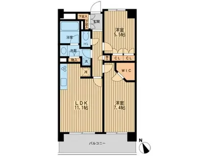 HF若林公園レジデンス(2LDK/3階)の間取り写真