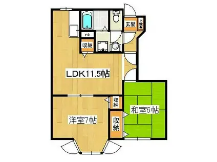 ルメール藤原I・II・III(2LDK/1階)の間取り写真