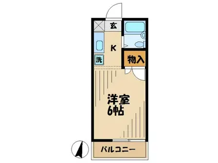 第1藤美荘(ワンルーム/2階)の間取り写真