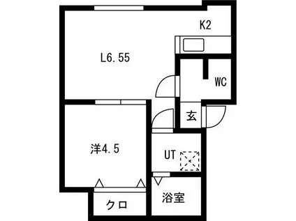 サクシード八軒西I(1LDK/2階)の間取り写真