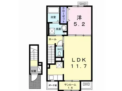 クレスト・ヤマ A(1LDK/2階)の間取り写真