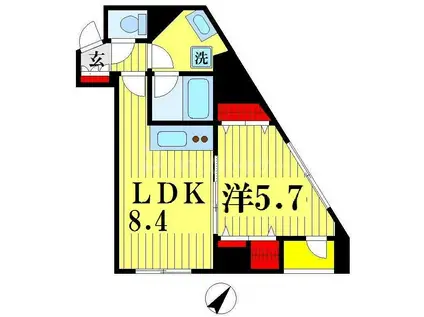 グラントゥルース東向島(1LDK/3階)の間取り写真