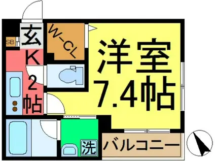 リヴィエール松島(1K/2階)の間取り写真
