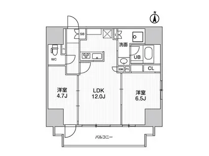 エスタート入谷II(2LDK/8階)の間取り写真