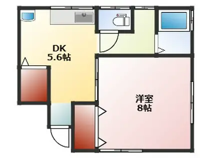 コーポセイワ(1DK/1階)の間取り写真