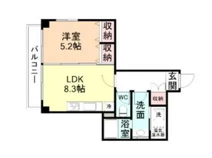 ファースト・レーベン新富町(1LDK/7階)の間取り写真