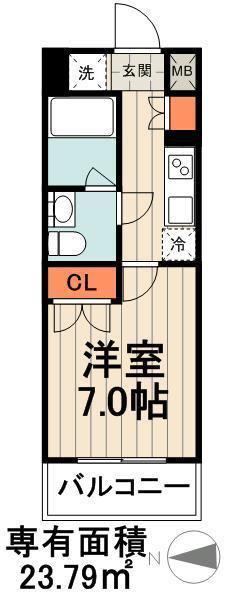 プライマル森下(1K/8階)の間取り写真