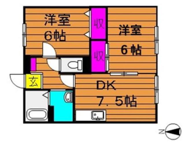 サンライフ玉島A棟(2DK/1階)の間取り写真