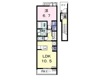 グリーン ヒルズ(1LDK/2階)の間取り写真