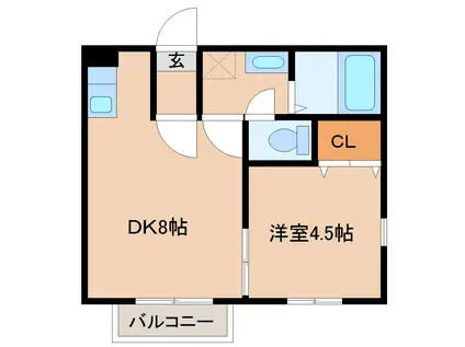 クレアフォーチュン連坊駅前(1DK/2階)の間取り写真