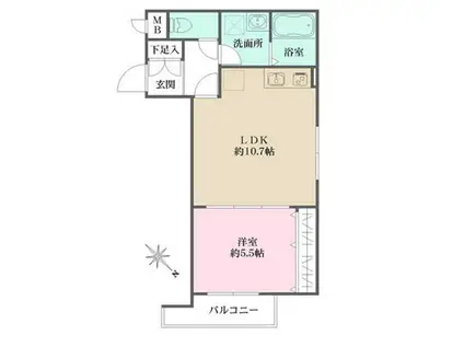 シェリル上鳴尾(1LDK/1階)の間取り写真