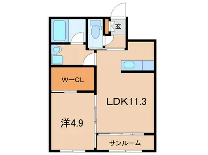 エルセラーン・プリマIII(1LDK/1階)の間取り写真