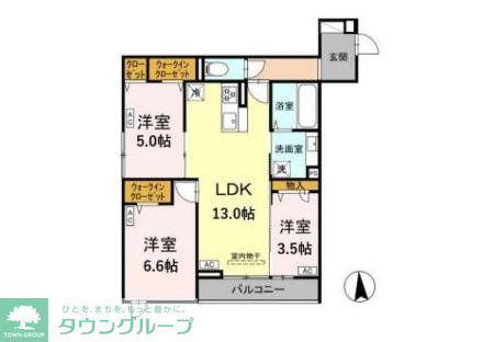 グラナーデ鹿浜(3LDK/3階)の間取り写真