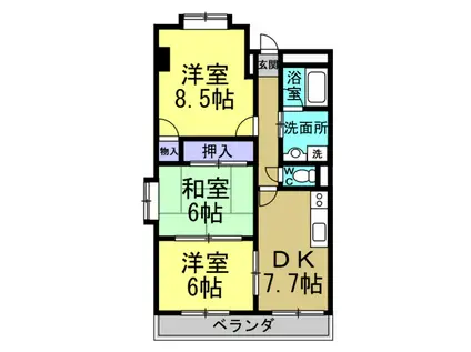 グランメール竹内(3DK/3階)の間取り写真