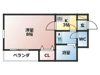 アレッタ長洲(1K/2階)の間取り写真