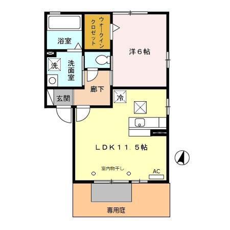 プロフォンドA(1LDK/1階)の間取り写真