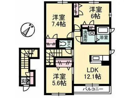 ブランドールユーII(3LDK/2階)の間取り写真