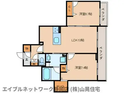 ラリュール(2LDK/2階)の間取り写真