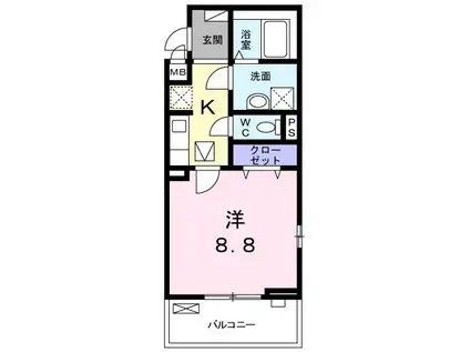 ル・ソレイユII(1K/1階)の間取り写真