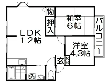 ルミエール(2LDK/2階)の間取り写真