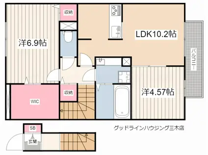 パークハイム七番館(2LDK/2階)の間取り写真