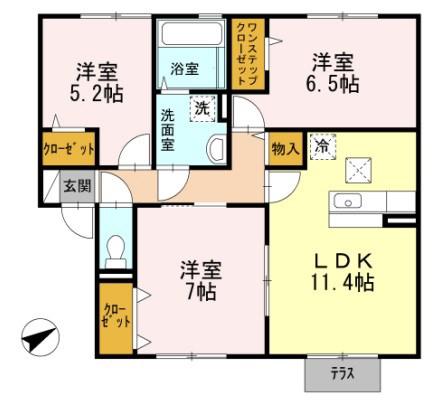 オーハマヴィラ(3LDK/1階)の間取り写真